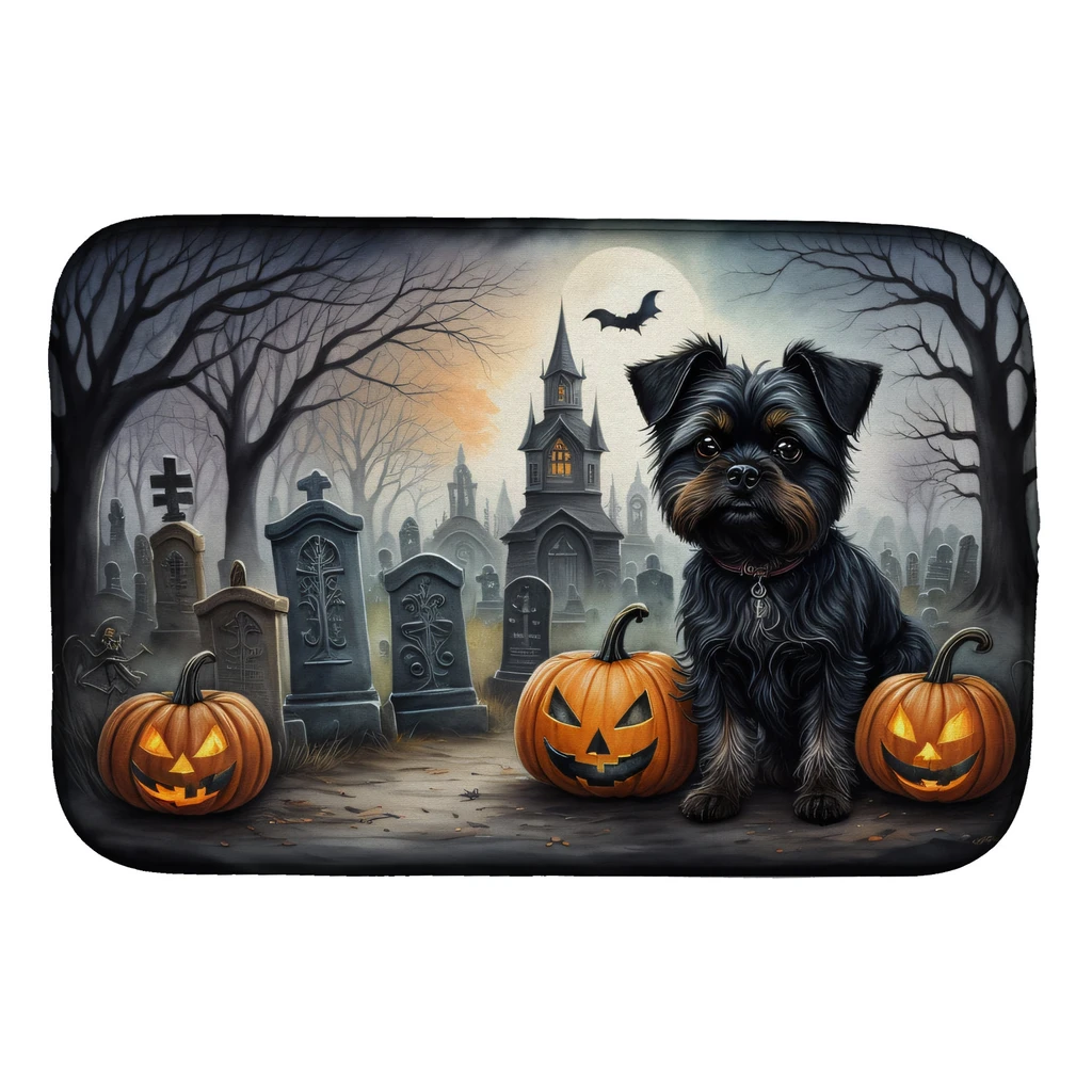 Caroline's Treasures Affenpinscher Spooky Halloween Dish Drying Mat