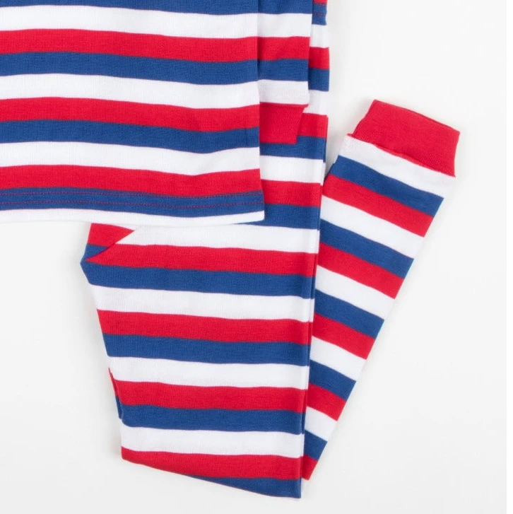 Leveret Clothing Kids Two Piece Cotton Red White & Blue Striped Pajamas