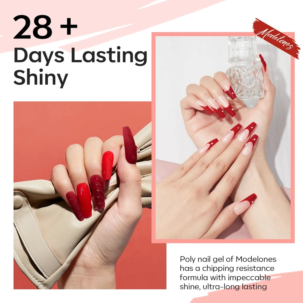 Modelones Red 6 Shades Poly Nail Gel Set - Clearance Sale