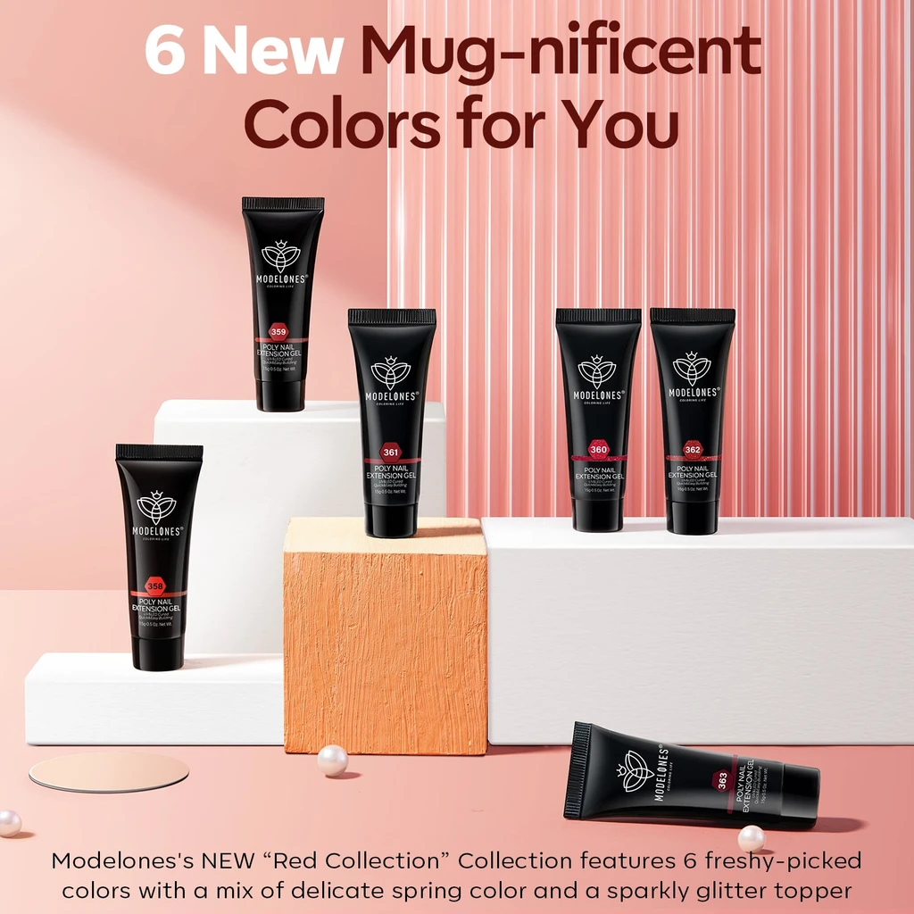 Modelones Red 6 Shades Poly Nail Gel Set - Clearance Sale