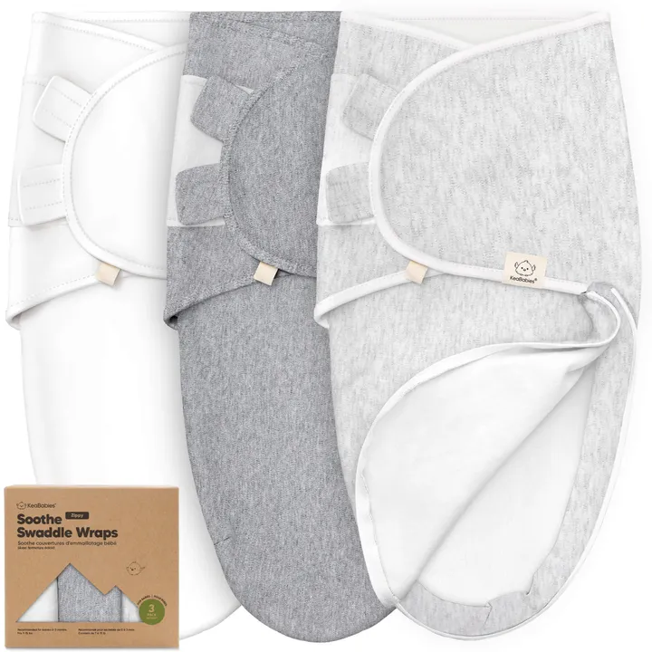KeaBabies 3-Pack Soothe Zippy Swaddle Wrap