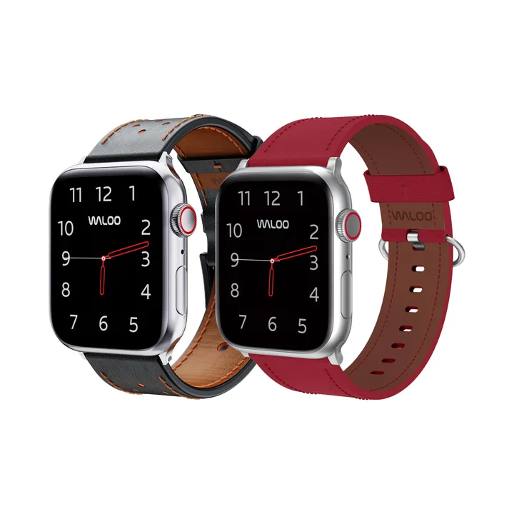 Waloo Products 2-Pack Breathable Leather & Classic Leather Bands For Apple Watch