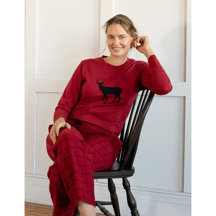 Leveret Clothing Women's Reindeer Flannel Set