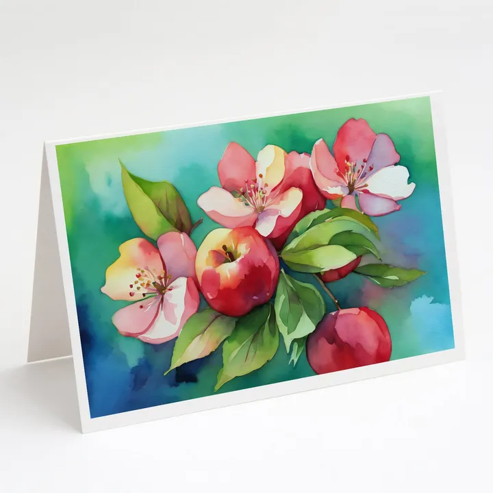 Caroline's Treasures Arkansas Apple Blossom in Watercolor Greeting Cards