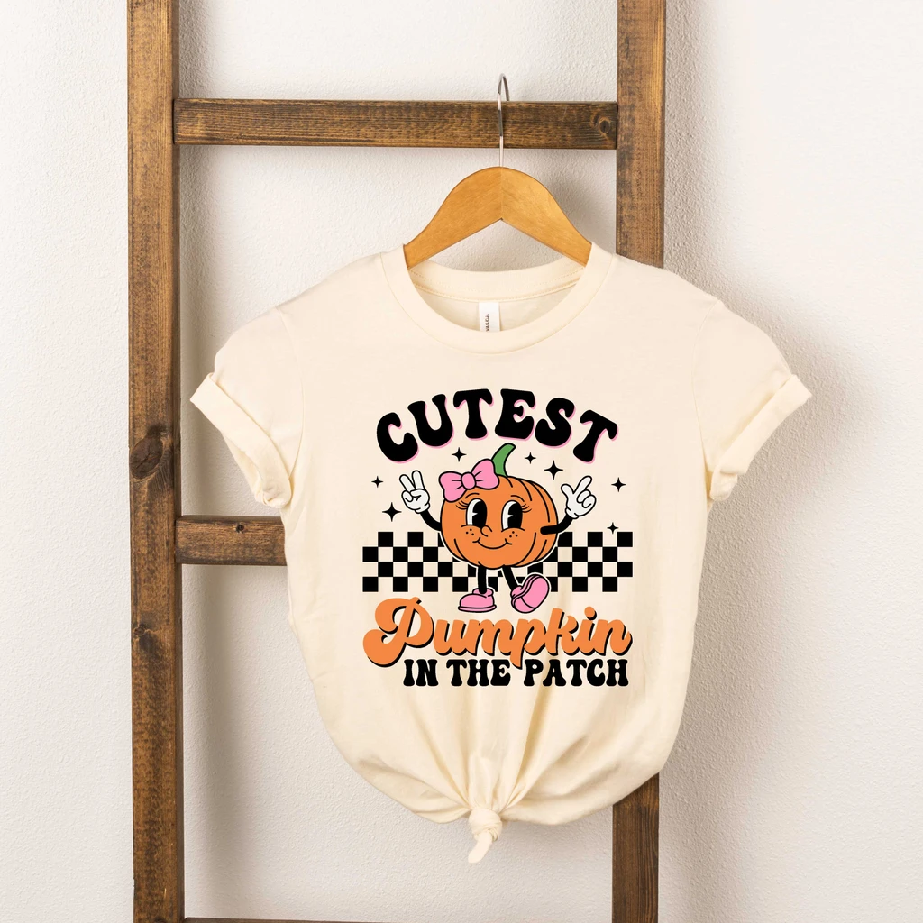 The Juniper Shop Cutest Pumpkin Checkered | Toddler Graphic Short Sleeve Tee