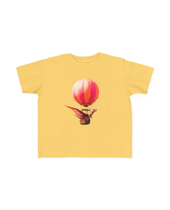 Geo Designs on Clothing Sarah Molloy New Zealand Dragon Riding in Hot Air Balloon Toddler's Fine Jersey Tee