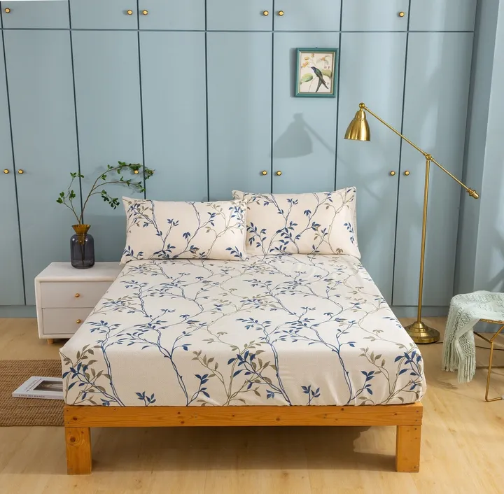 Tache Home Fashion Tache Poplin Cotton Elegant Leaf Vine Cream Bed Sheets - Fitted Sheet