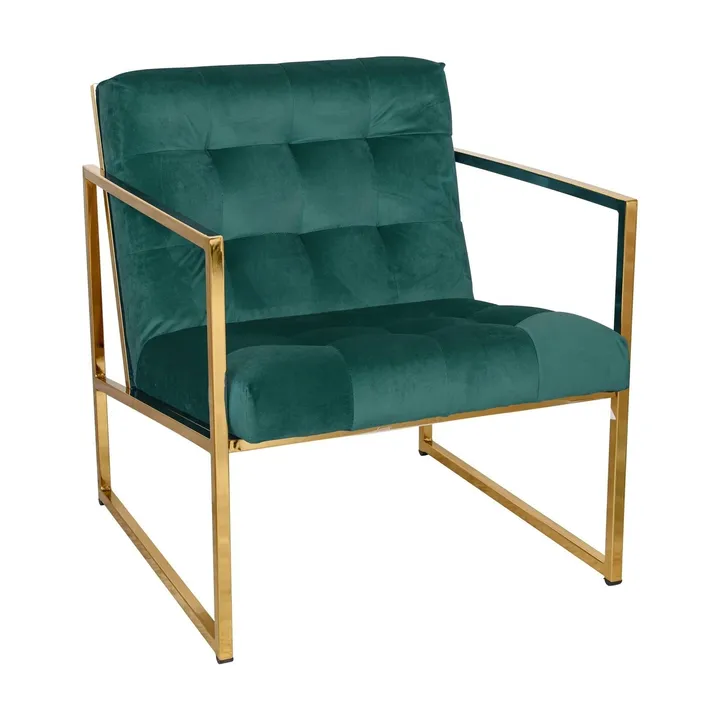 LeisureMod Lexington Tufted Velvet Accent Armchair With Gold Frame