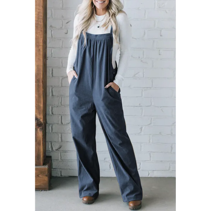 PALERMO Solid Pocketed Loose Fit Corduroy Overall