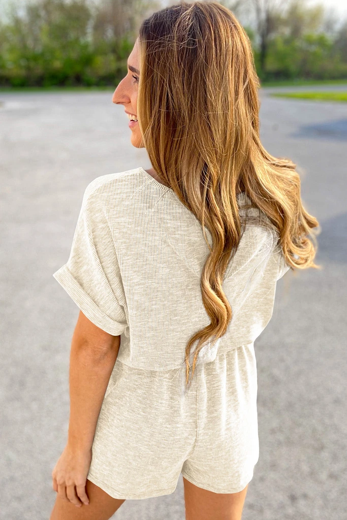 PALERMO Ribbed Elastic Waist Romper