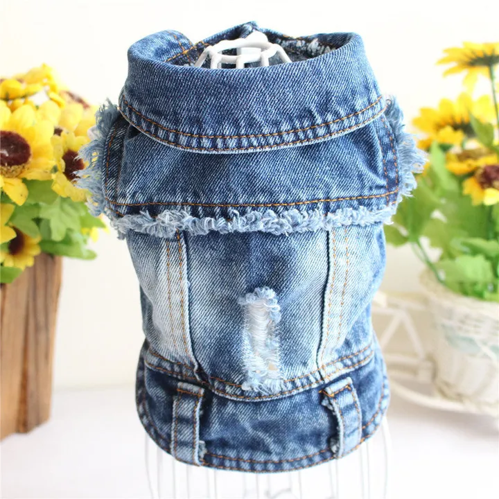 Furr Baby Gifts Pet Dog Cat Blue Denim Jeans Jacket Coat Vest - Edge