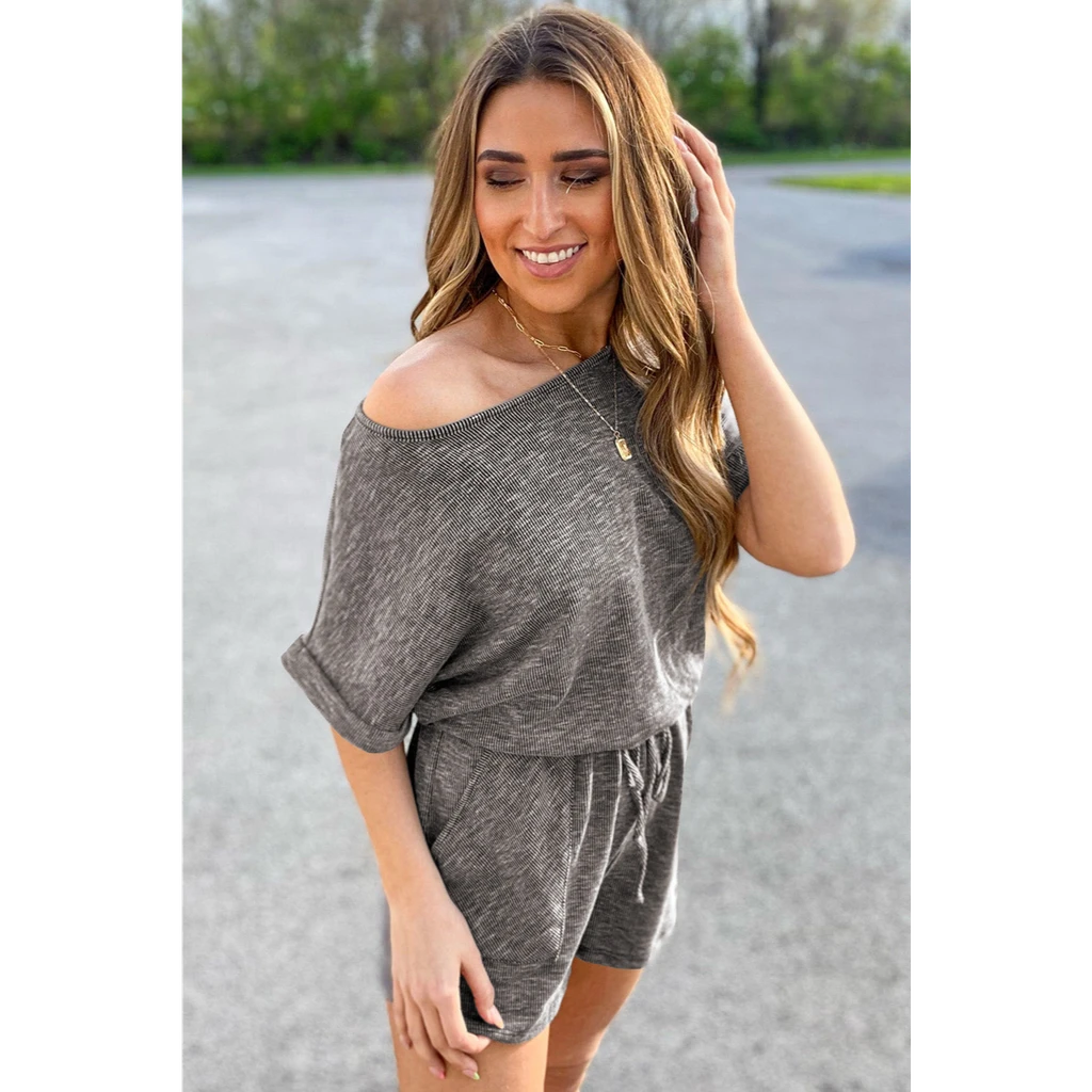 PALERMO Ribbed Elastic Waist Romper