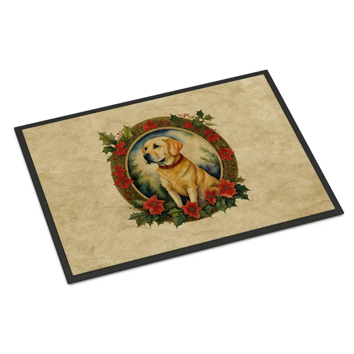 Caroline's Treasures Labrador Retriever Christmas Flowers Doormat