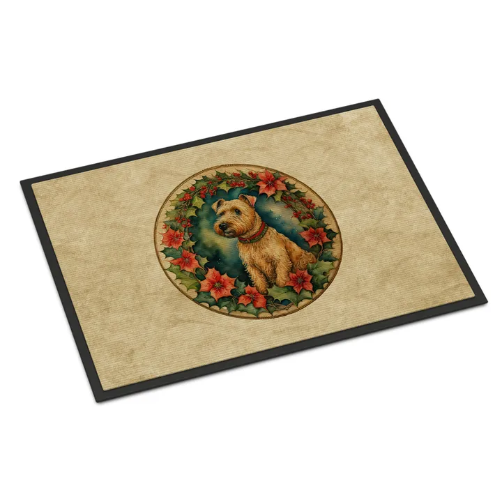 Caroline's Treasures Lakeland Terrier Christmas Flowers Doormat