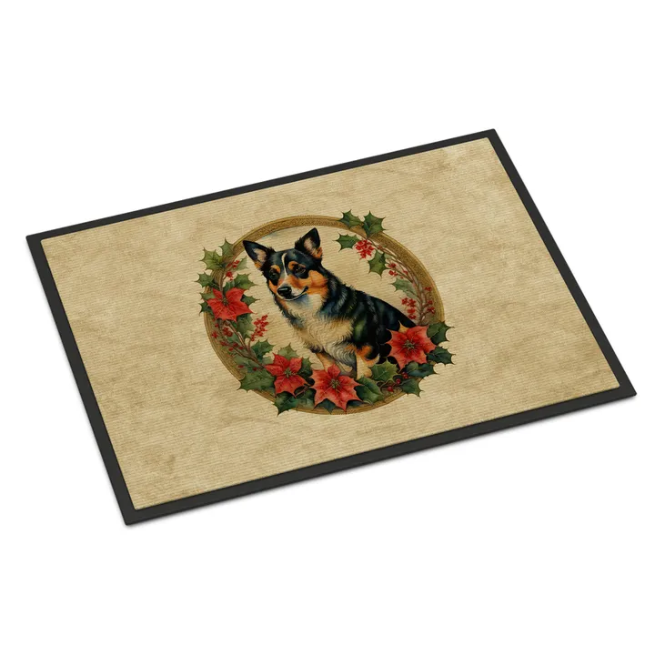 Caroline's Treasures Lancashire Heeler Christmas Flowers Doormat