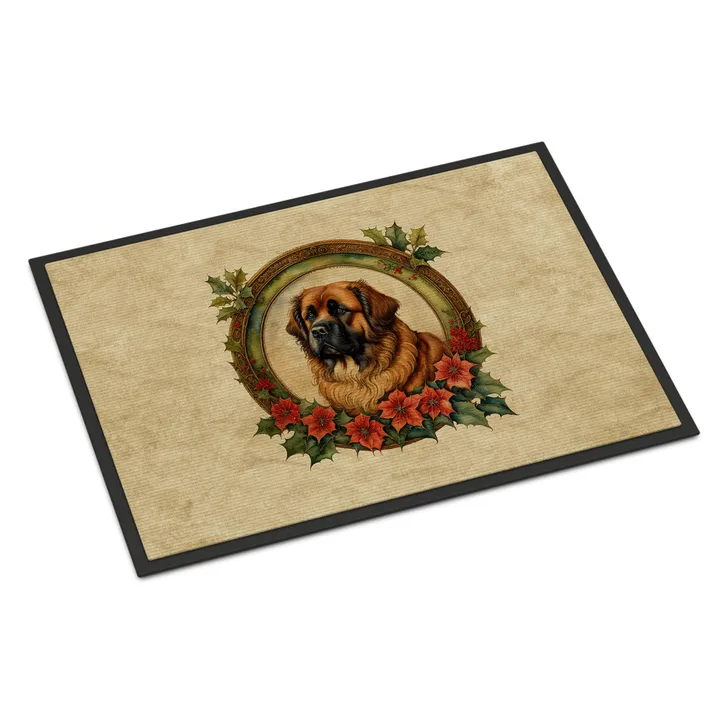 Caroline's Treasures Leonberger Christmas Flowers Doormat
