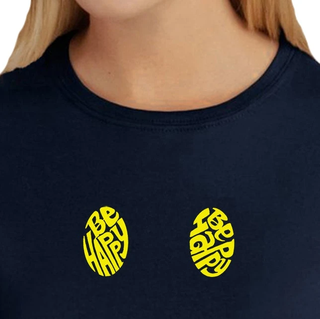 Los Angeles Pop Art Be Happy Smiley Face - Women's Word Art T-Shirt
