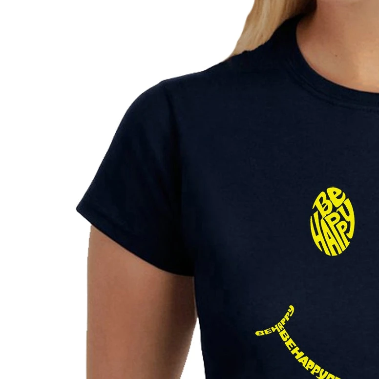 Los Angeles Pop Art Be Happy Smiley Face - Women's Word Art T-Shirt