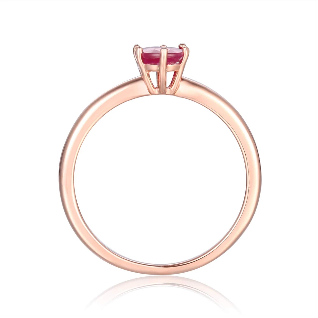 Fine Color Jewels Natural Ruby solitaire ring with Rose Gold Plating for women – July birthstone vintage jewelry