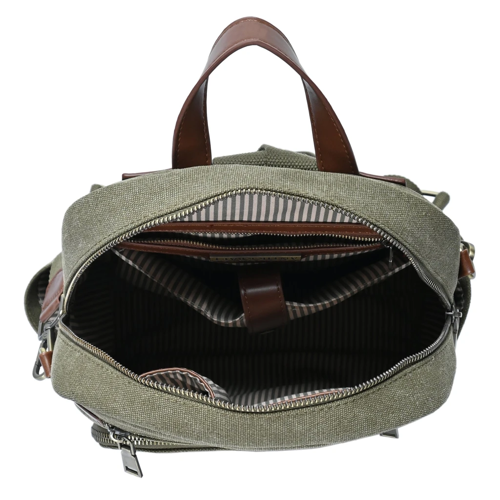 MMS Brands Willa Canvas Convertible Backpack by Antik Kraft – Olive | Tablet Sleeve, Multi-Strap, Heavy-Duty Everyday Bag