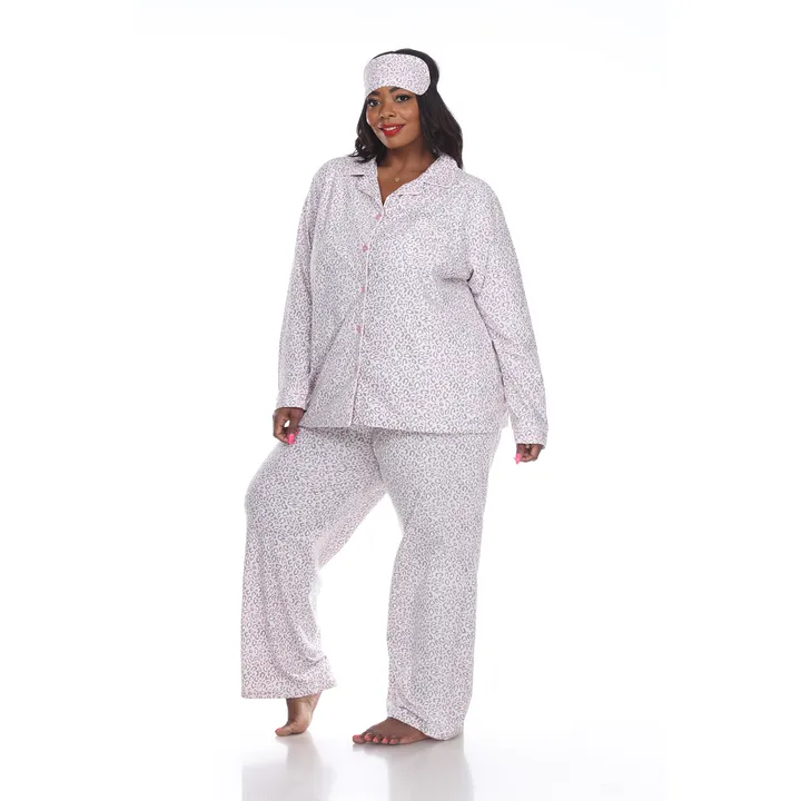 White Mark Plus Size Three-Piece Pajama Set
