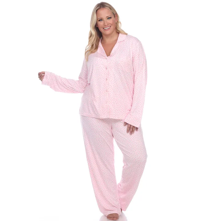 White Mark Plus Size Long Sleeve Pajama Set