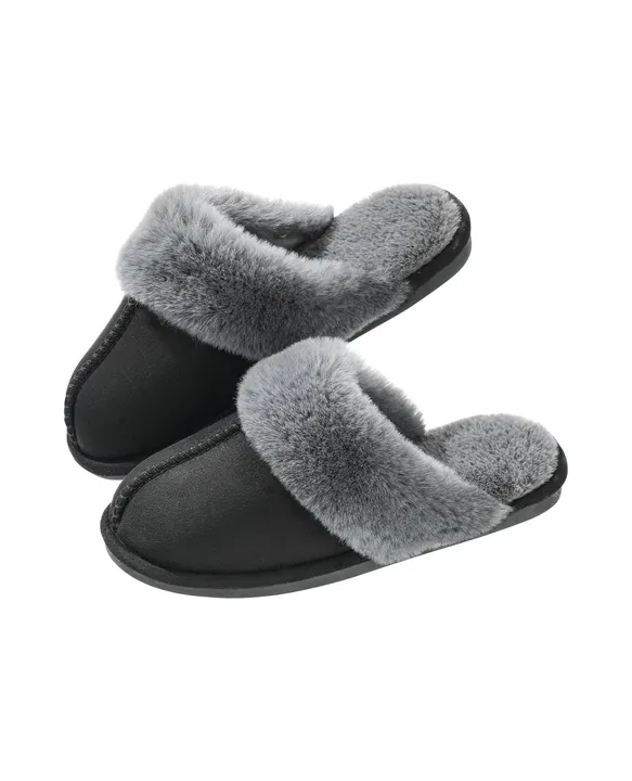 Comfy Footwear Women's Fuzzy Faux Fur & Suede Slippers, Warm & Comfortable