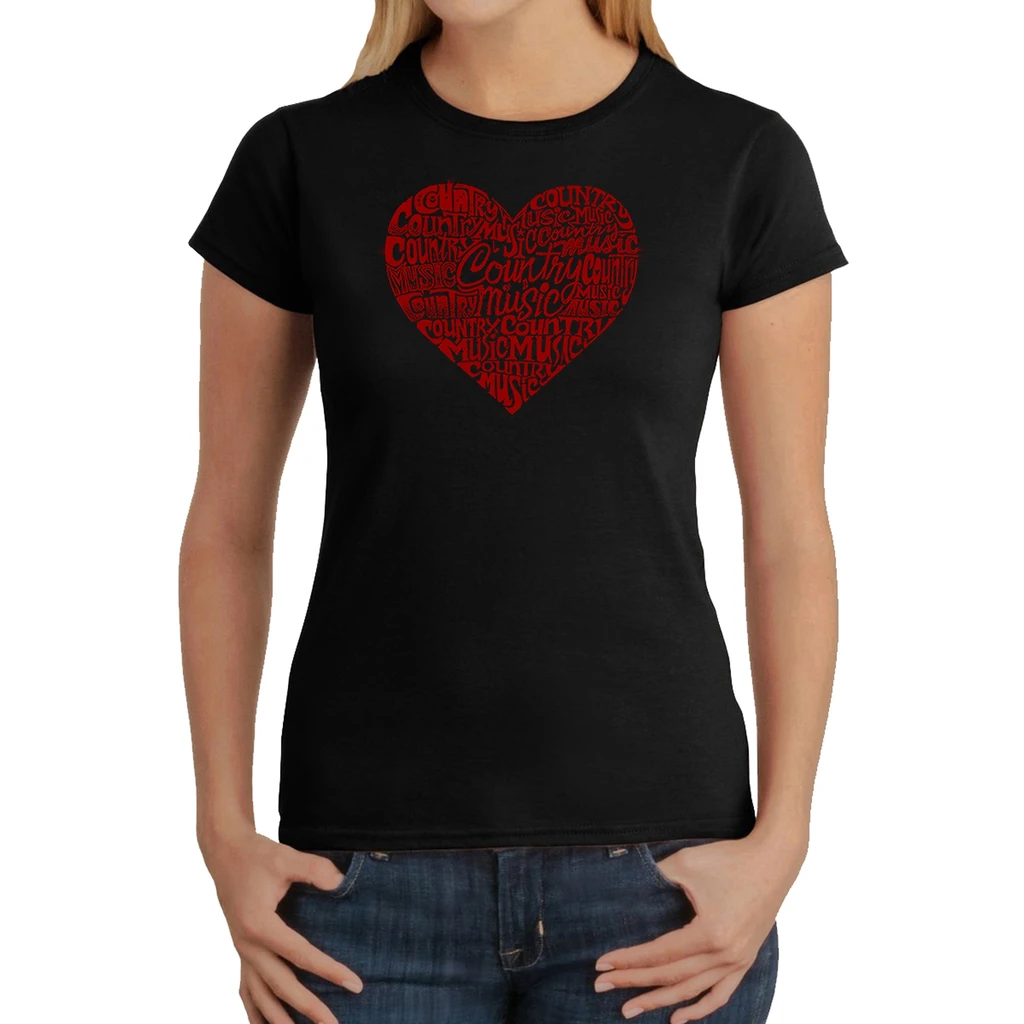 Los Angeles Pop Art Country Music Heart - Women's Word Art T-Shirt