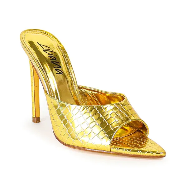 Shoe Time Pointed Toe Slip on Stiletto Heels Sandals Laurent-43 Liliana