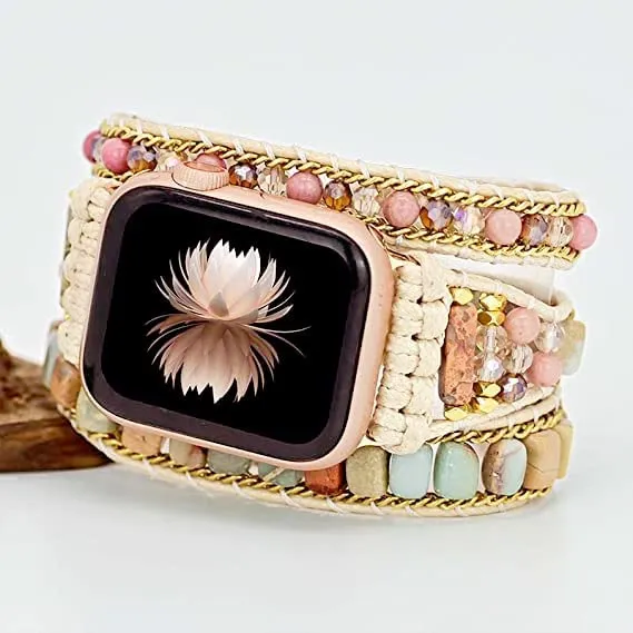 Worryfree Gadget Handmade Beaded Boho Wrap-Around Band for Apple Watch