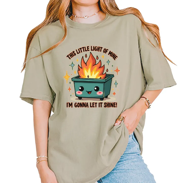 Expression Tees This Little Light of Mine Dumpster Fire Smile Face Vintage T-Shirt