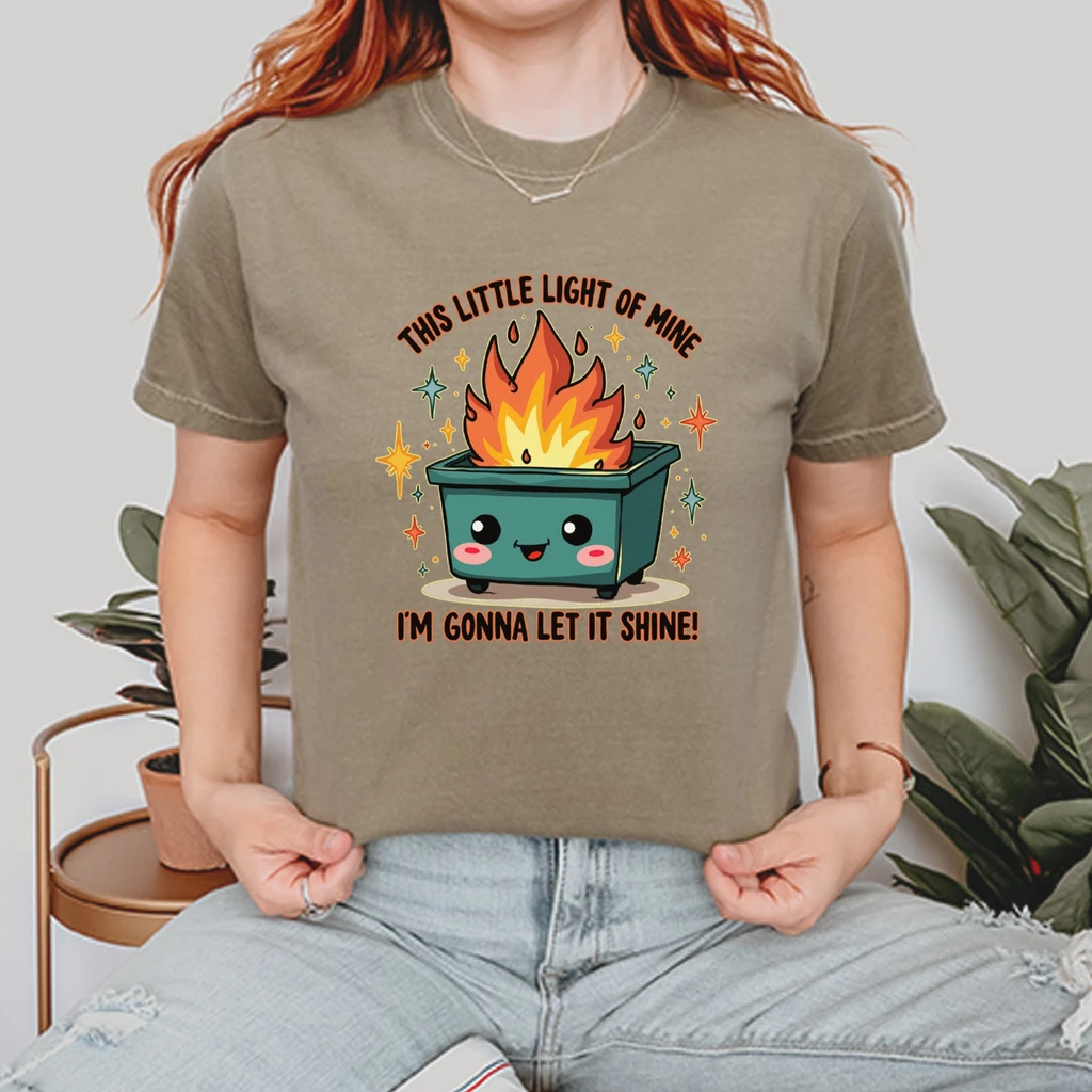 Expression Tees This Little Light of Mine Dumpster Fire Smile Face Vintage T-Shirt