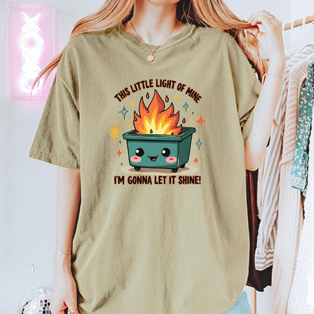 Expression Tees This Little Light of Mine Dumpster Fire Smile Face Vintage T-Shirt