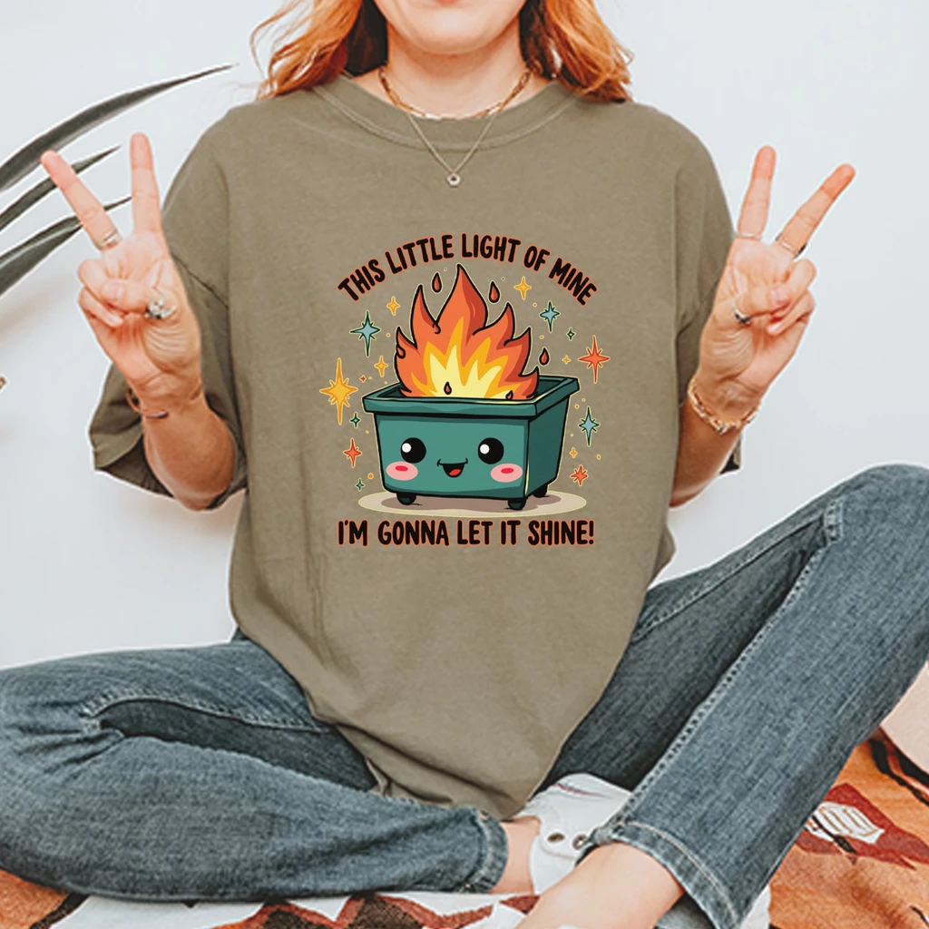 Expression Tees This Little Light of Mine Dumpster Fire Smile Face Vintage T-Shirt