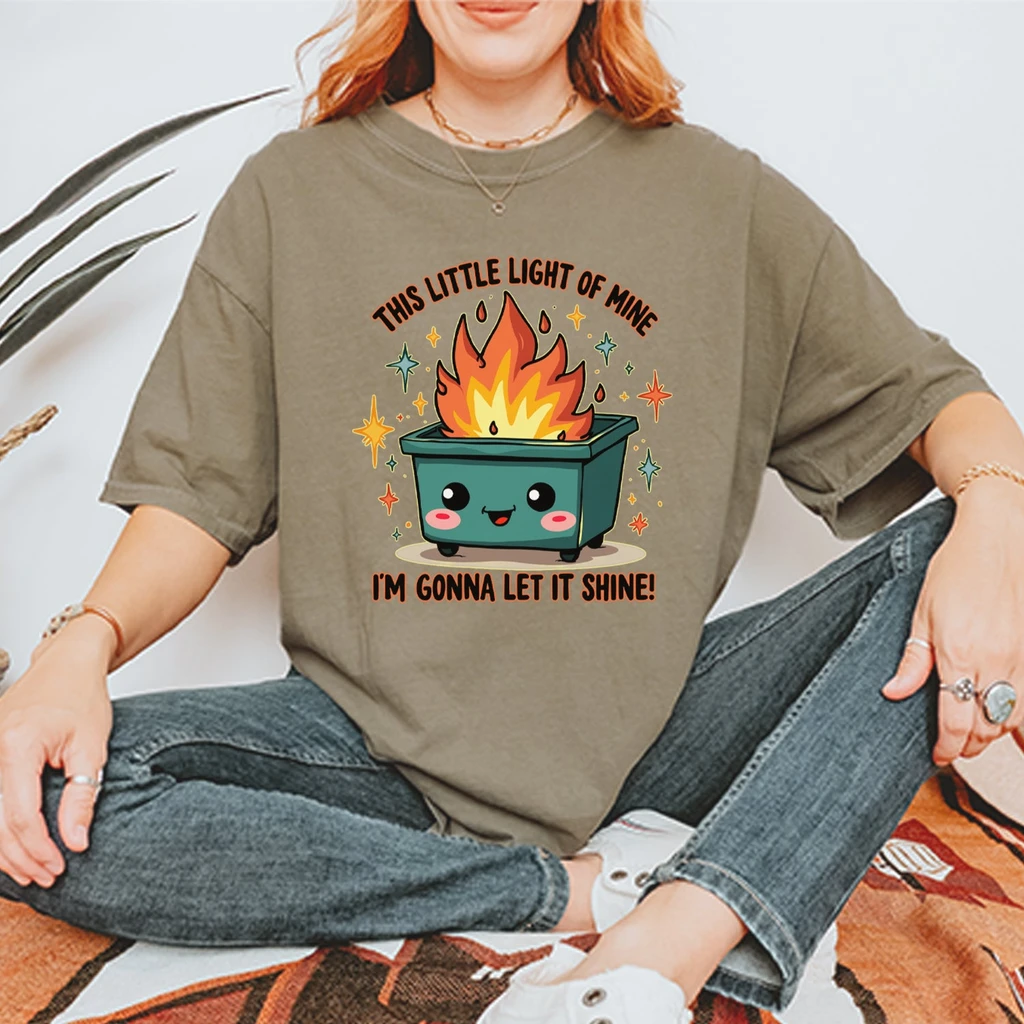 Expression Tees This Little Light of Mine Dumpster Fire Smile Face Vintage T-Shirt
