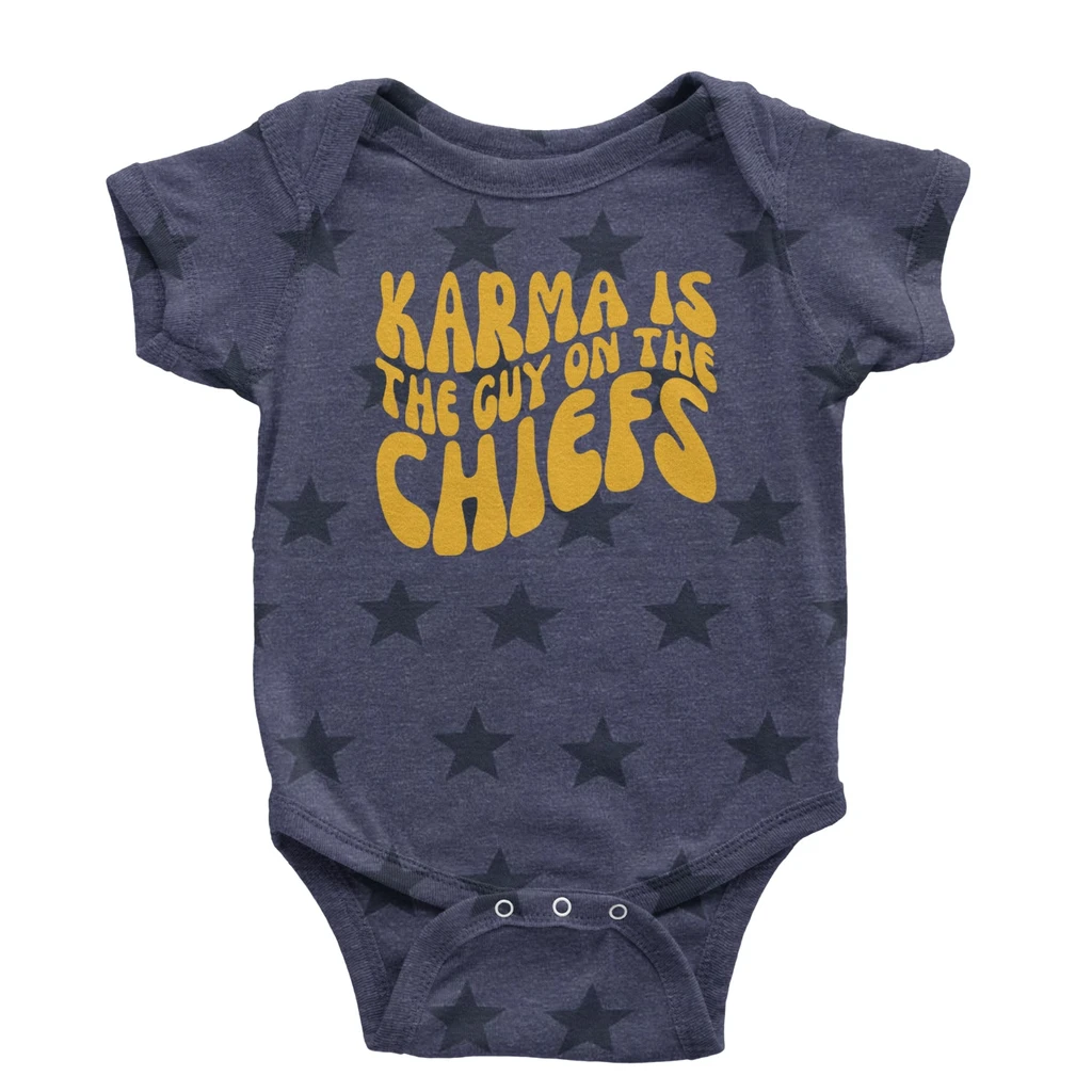 Expression Tees Karma Is The Guy On The Chiefs Infant One-Piece Romper Bodysuit