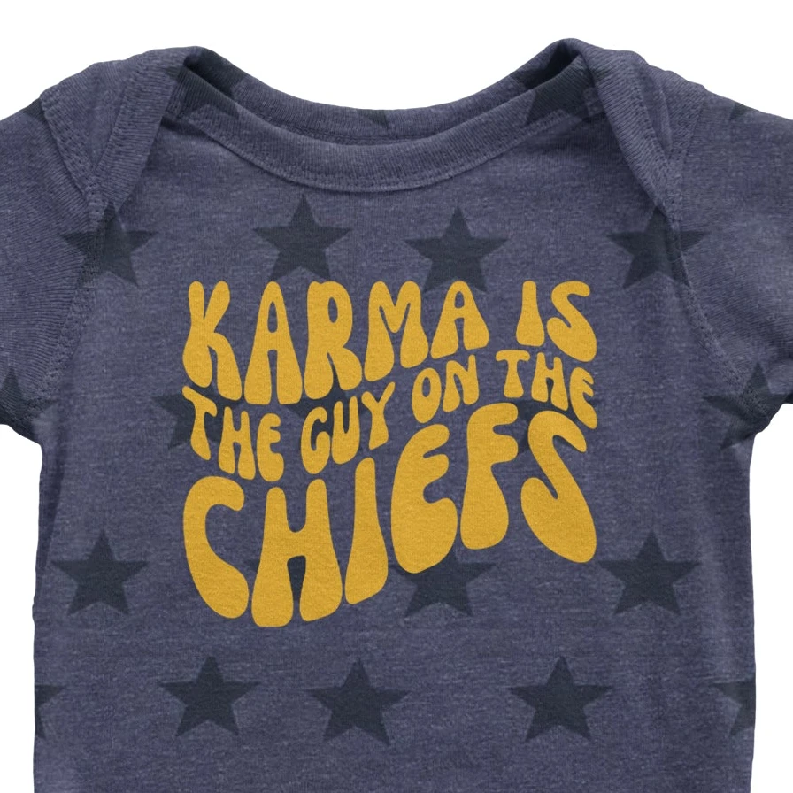 Expression Tees Karma Is The Guy On The Chiefs Infant One-Piece Romper Bodysuit