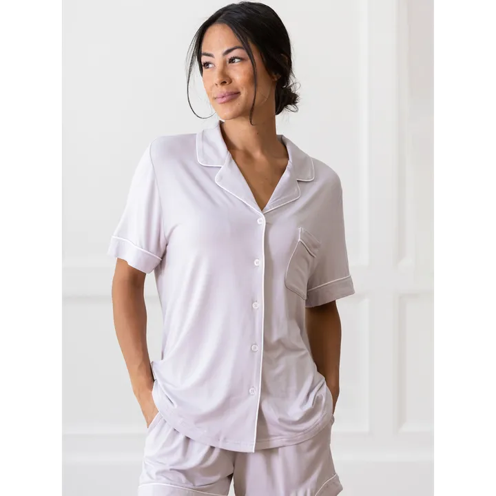 Cozy Earth Women's Bamboo Stretch-Knit Short Sleeve Pajama Top