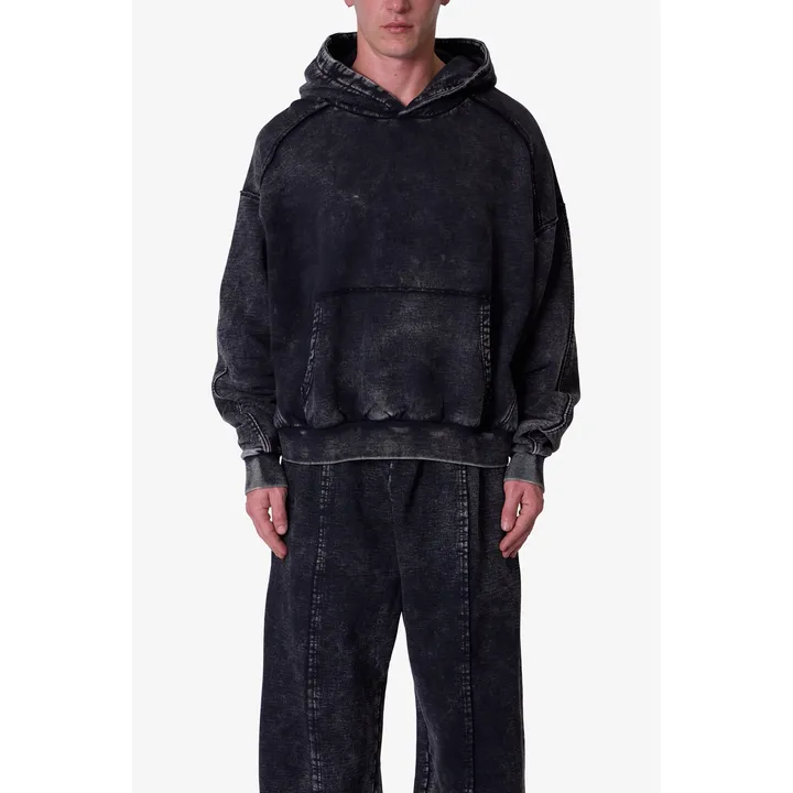 MNML Frayed Seam Acid Wash Hoodie