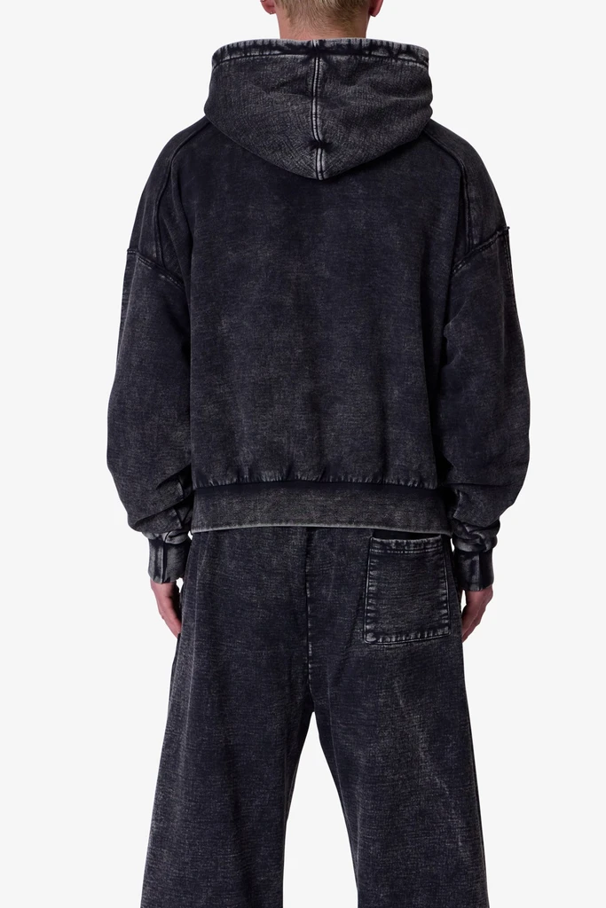 MNML Frayed Seam Acid Wash Hoodie