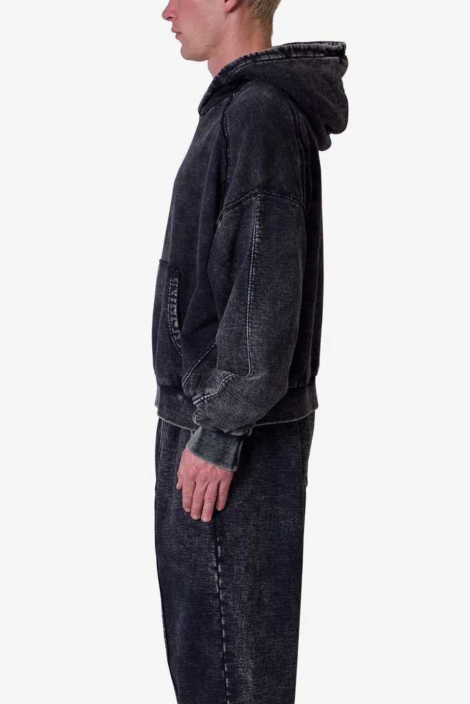 MNML Frayed Seam Acid Wash Hoodie