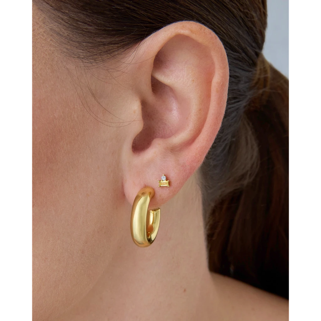 Pavoi Two-Tone Gemstone Studs - White Gold
