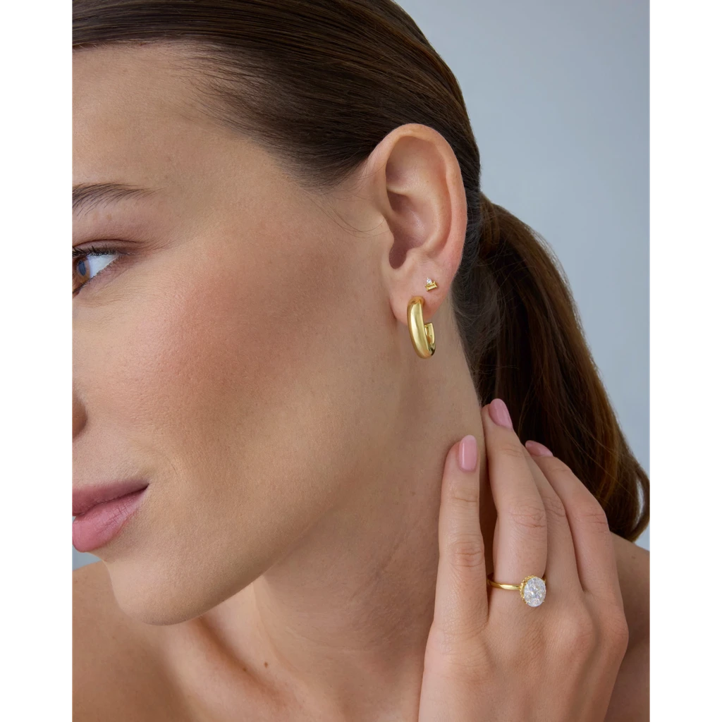 Pavoi Two-Tone Gemstone Studs - White Gold
