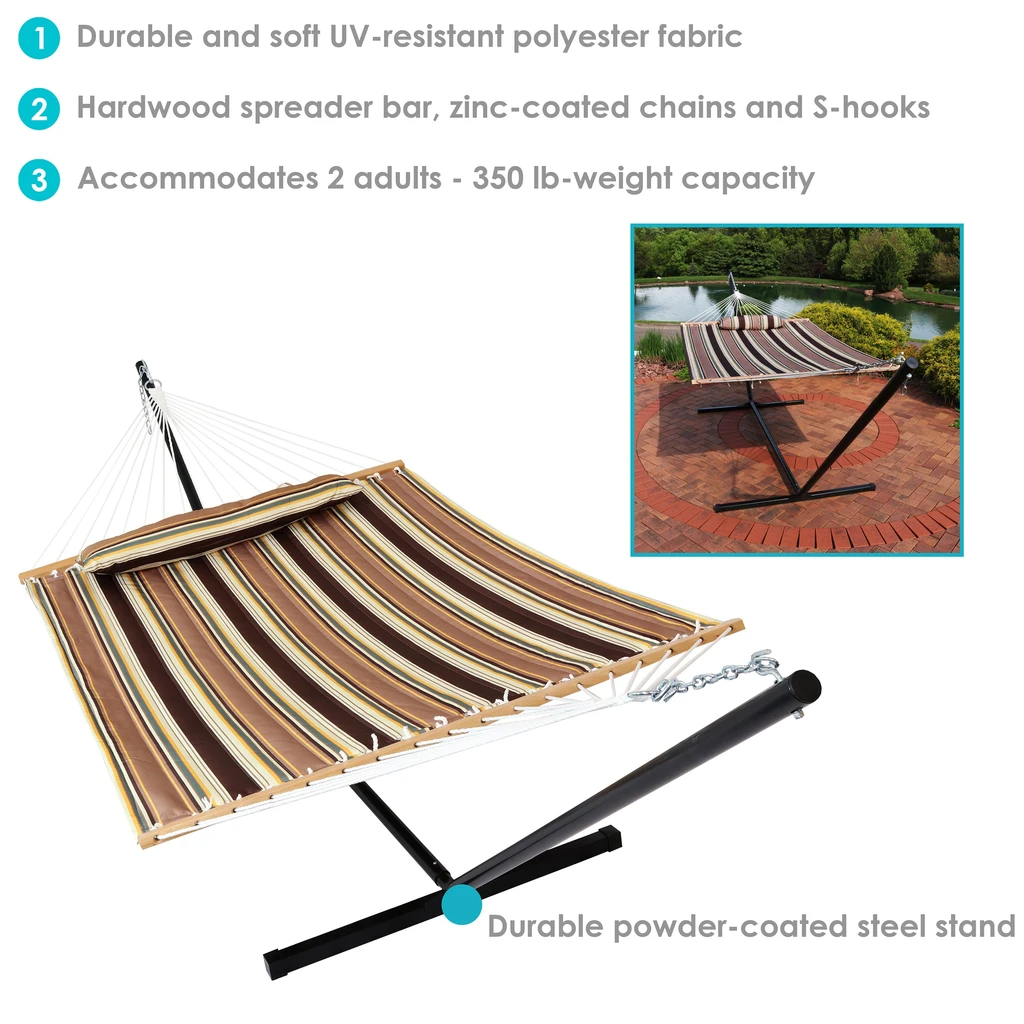 Sunnydaze Sunnydaze 2-Person Freestanding Quilted Fabric Hammock with Stand