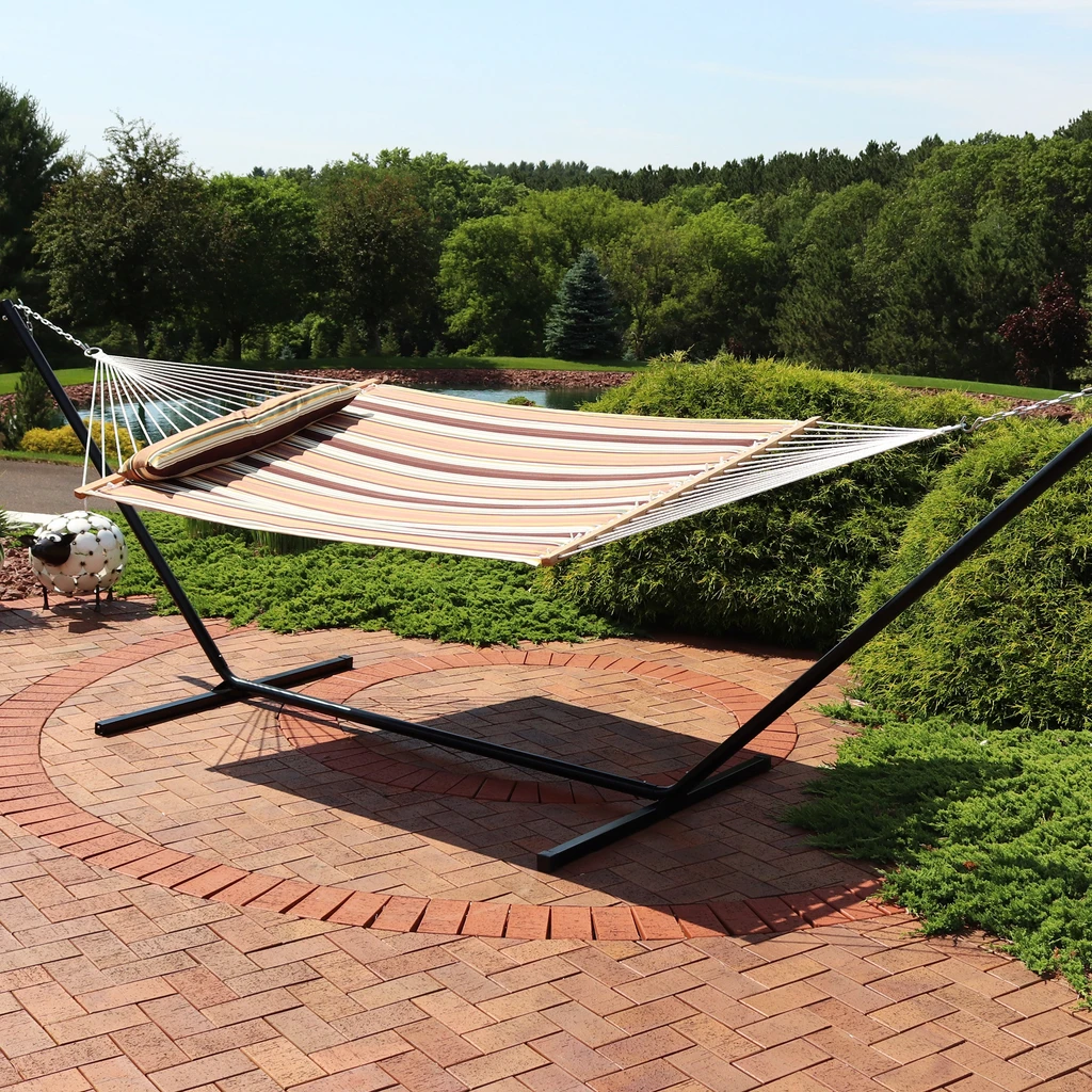 Sunnydaze Sunnydaze 2-Person Freestanding Quilted Fabric Hammock with Stand