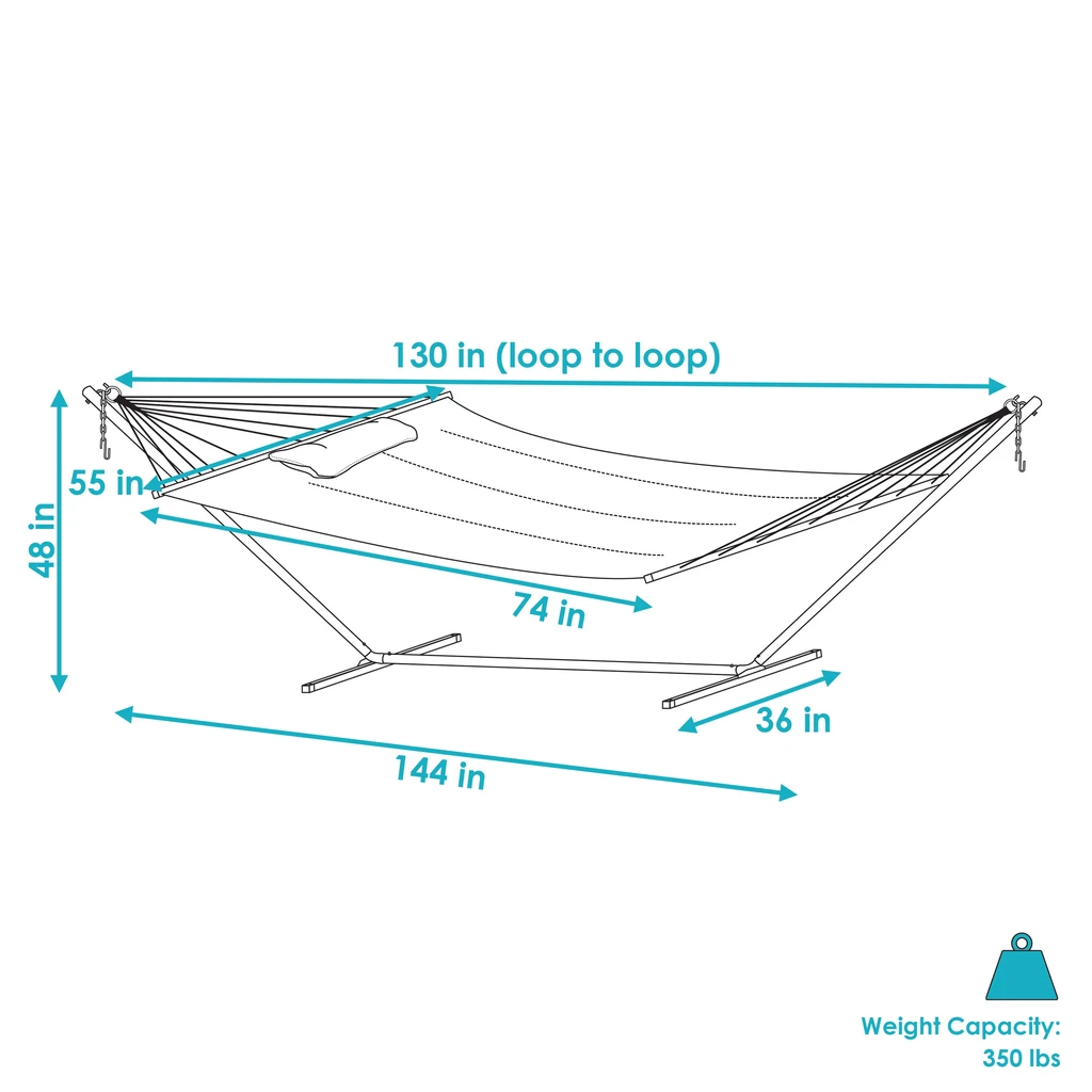 Sunnydaze Sunnydaze 2-Person Freestanding Quilted Fabric Hammock with Stand