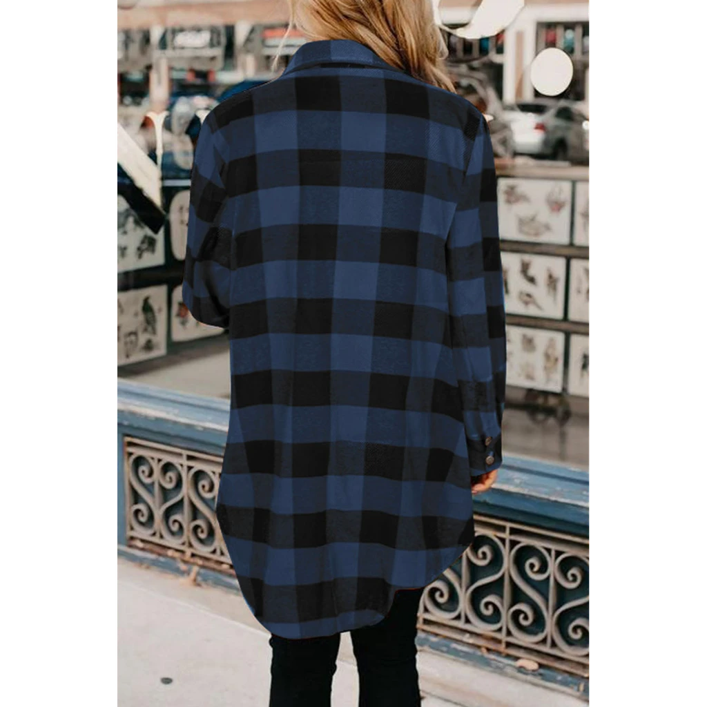 PALERMO Turn-Down Collar Plaid Shirt Jacket