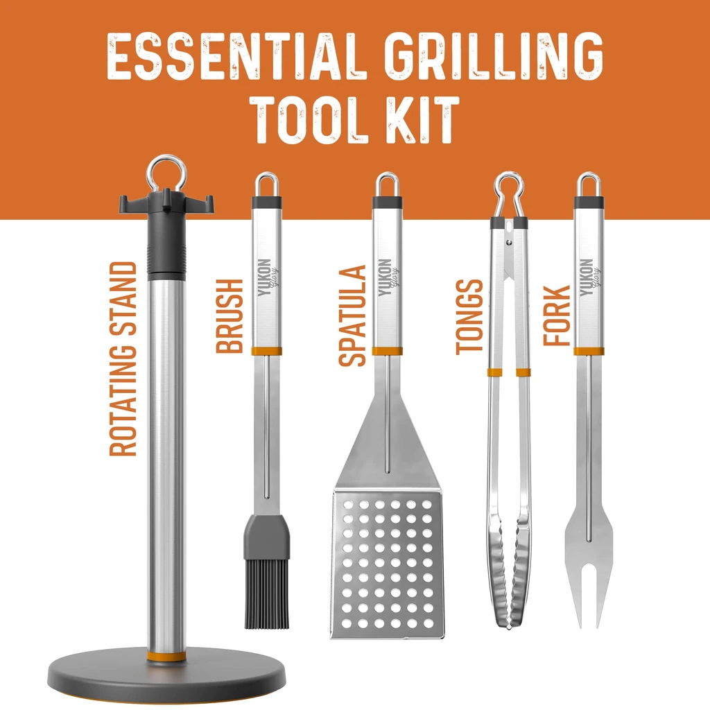 YUKON GLORY Rotating Grill Tool Set With Stand