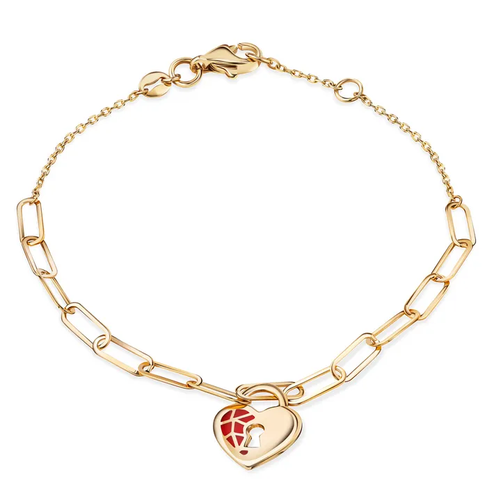 PORI JEWELRY 14K Ruby Lock Heart Bracelet