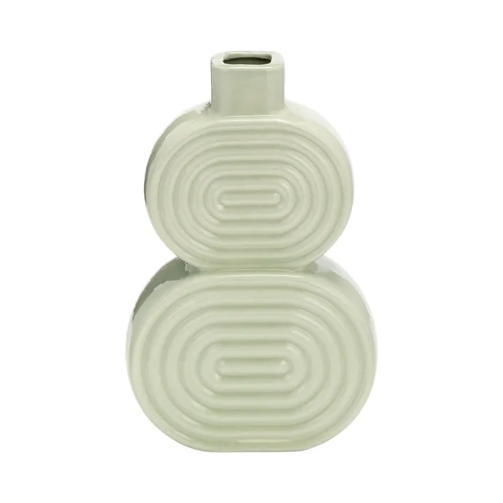Sagebrook Home 10 in. Cucumber Green Stoneware Stacked Circles Decorative Vase
